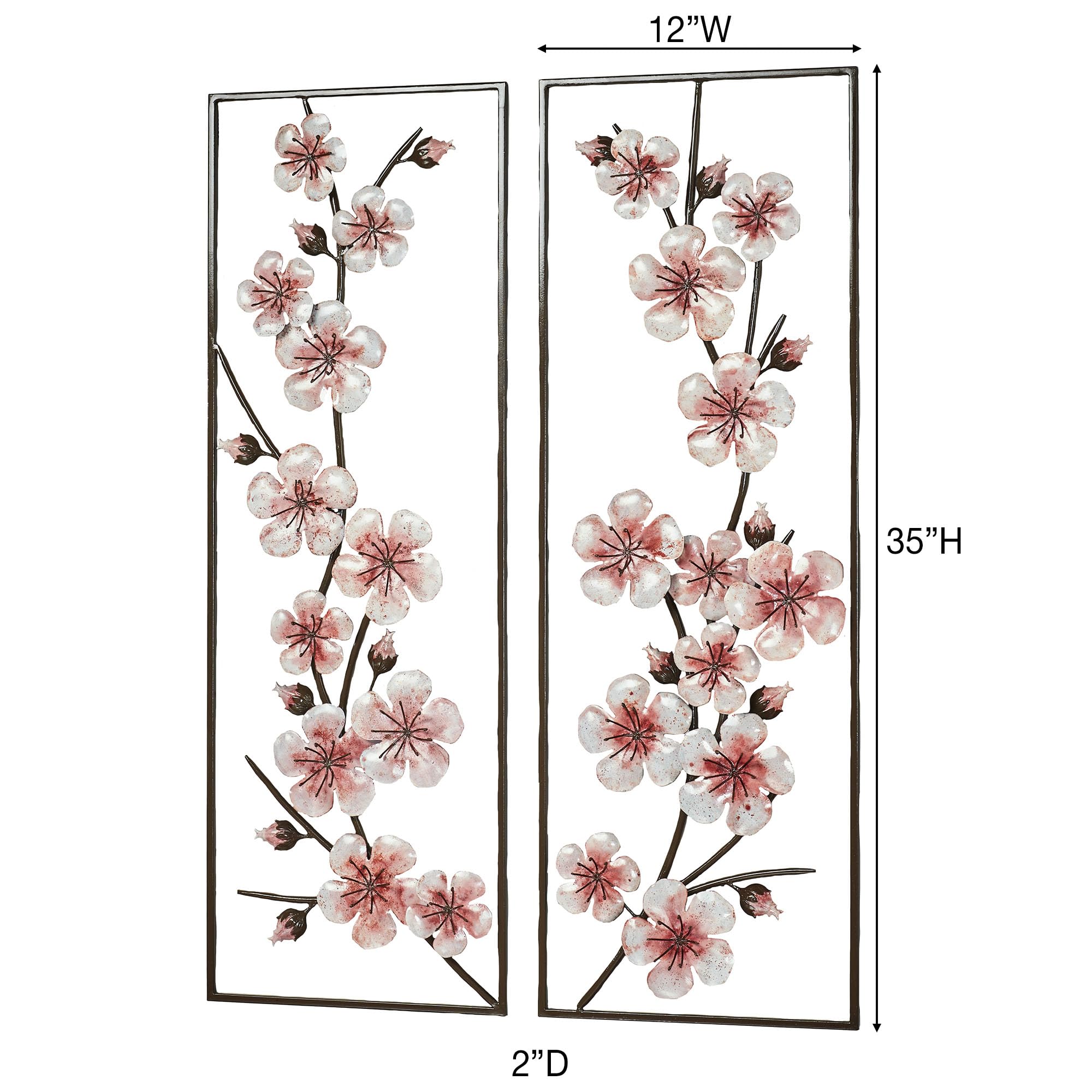 Amazon.com: Pink Cherry Blossom Metal Wall Art Panel Set of Two
